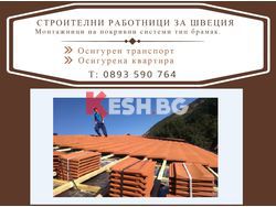 СТРОИТЕЛНИ РАБОТНИЦИ (БРИГАДА ОТ 5 ЧОВЕКА) ЗА ШВЕЦИЯ