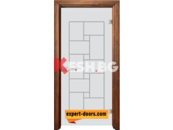 Стъклена интериорна врата Gravur G 13-7 с каса Златен дъб